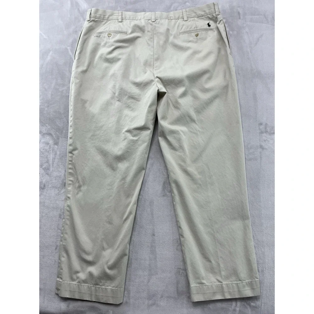 VTG Polo Ralph Lauren Ethan Pants Men 42x30 Khakis Pleated Twill Cotton Trouser